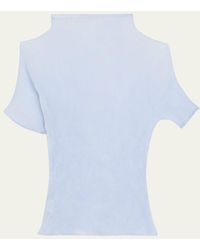 Issey Miyake - Short-Sleeve Plisse Chiffon Blouse - Lyst