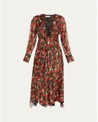 Ramy Brook - Tatia Plunging Long-Sleeve Midi Dress - Lyst
