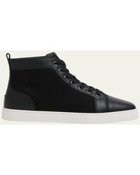 Christian Louboutin - Louis Textile And Leather-Sole High-Top Sneakers - Lyst