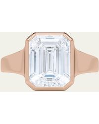 HauteCarat - 18K Emerald Cut Lab Grown Diamond Cigar Bezel Ring, 3.0Tcw - Lyst