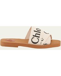 Chloé - Woody Flat Logo Ribbon Slide Sandals - Lyst