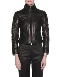 armani leather jacket womens