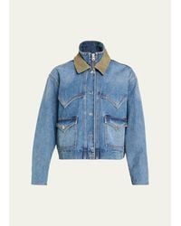 Veronica Beard - Wegner Layered Corduroy-Collar Denim Jacket - Lyst