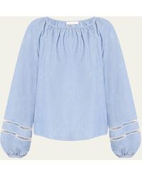Chloé - X High Summer Chambray Blouse With Netted Detailing - Lyst
