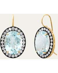 Andrea Fohrman - 14k Yellow Gold Sky Blue Topaz And White Diamond Black Rhodium Earrings - Lyst