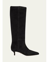 Veronica Beard - Lisa Suede Kitten-Heel Knee Boots - Lyst