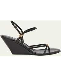 Proenza Schouler - Coil Buckle Ankle-Strap Leather Wedge Sandals - Lyst