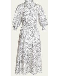 Chloé - Floral-print Cutout Midi Silk Shirt Dress - Lyst