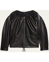 Helmut Lang - Ruched Leather Jacket - Lyst