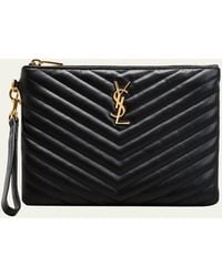 Saint Laurent - Ysl Monogram Small Pouch In Smooth Leather - Lyst
