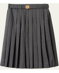 Miu Miu - Prince De Galles Wool Pleated Midi Skirt - Lyst
