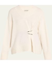 GRACE LING - Claw-Embellished Cashmere V-Neck Sweater - Lyst