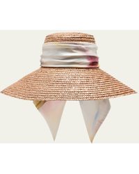 Eugenia Kim - Mirabel Straw Large-brim Hat With Patterned Scarf - Lyst