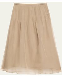 Brunello Cucinelli - Pleated Crispy Silk Organza Midi Skirt With Monili Trim - Lyst