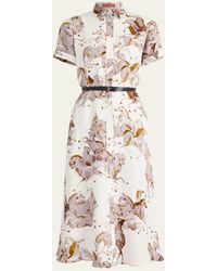 Altuzarra - Kiera Horse-Print Silk Short-Sleeve Midi Shirtdress - Lyst