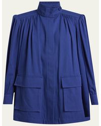 Chloé - Gathered High Neck Utilitarian Canvas Jacket - Lyst