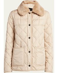 Moncler - Cygne Quilted Jacket With Faux Fur Trim - Lyst
