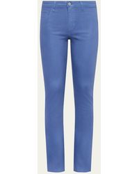 L'Agence - Ruth High-Rise Coated Straight Raw Hem Jeans - Lyst