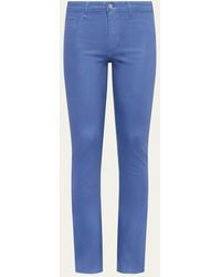 L'Agence - Ruth High-Rise Coated Straight Raw Hem Jeans - Lyst