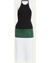 Ferragamo - Colorblock Layered Cap-sleeve Midi Dress - Lyst