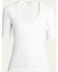 Bottega Veneta - Ribbed Compact Cotton Jersey Top - Lyst
