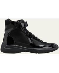 Prada - America's Cup Patent Leather High-top Sneakers - Lyst