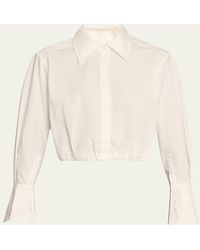 Jonathan Simkhai - Blythe Cotton Poplin Button-Front Crop Shirt - Lyst