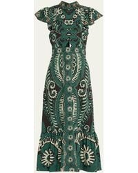 Sea - Charlough Printed Cut-out Midi Dress - Lyst