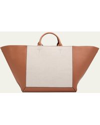 Tod's - Large Double Up Leather And Canvas Shopping Bag - Lyst