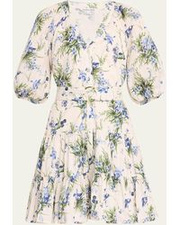 Veronica Beard - Dewey Floral Button-front Mini Dress - Lyst