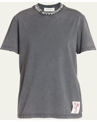 Golden Goose - Distressed Crystal Embroidered Crewneck Tee - Lyst