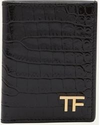 Tom Ford - T Line Alligator-print Bifold Card Holder - Lyst