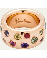 Pomellato - Iconica Maxi 18k Rose Gold Ring With Multicolor Gemstones - Lyst