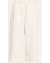 Loewe - Anagram Drawstring Wide Leg Cropped Denim Trousers - Lyst
