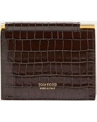 Tom Ford - Croc-leather Foldable Money Clip Card Holder - Lyst