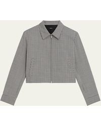 Theory - Check Wool-blend Crop Jacket - Lyst