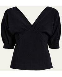 Proenza Schouler - Darena V-Neck Compact Stretch Crepe Top - Lyst
