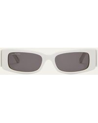 Balenciaga - Maxi Logo Recycled Acetate Rectangle Sunglasses - Lyst