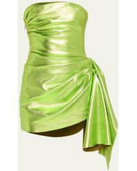 LAQUAN SMITH - Strapless Metallic Mini Dress With Ruching - Lyst
