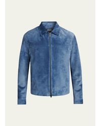 ZEGNA - Suede Full-Zip Blouson - Lyst