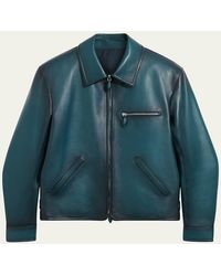 Berluti - Patina Leather Full-Zip Bomber Jacket - Lyst
