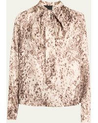 Givenchy - Lavaliere Printed Scarf-neck Silk Blouse - Lyst