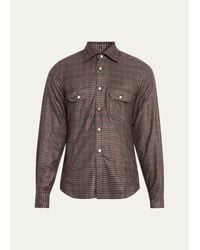 Kiton - Cotton Check Double-Pocket Button-Down Shirt - Lyst