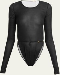 Saint Laurent - Long-sleeve Backless Bodysuit - Lyst