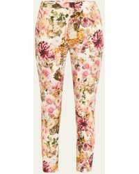 Adam Lippes - Daphne Floral Cigarette Cropped Cotton Twill Pants - Lyst