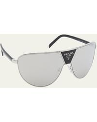 Prada - Pr 69z Mirrored Mixed-media Rectangle Sunglasses - Lyst