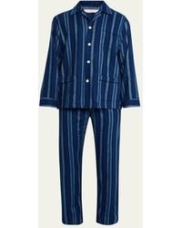 Derek Rose - Kleburn Stripe Flannel Long Pajama Set - Lyst