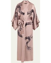 Natori - Dragon-embroidered Silk Kimono Robe - Lyst