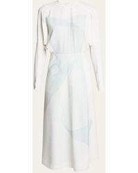 Victoria Beckham - Abstract Long Dolman-sleeve Midi Dress - Lyst