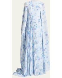 Balenciaga - Floral-print Circle Pleated Dress - Lyst